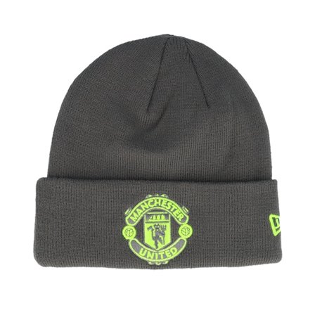 New Era - Football Grijs cuff Beanie - Manchester United Seasonal Grey/Green Cuff @ Hatstore