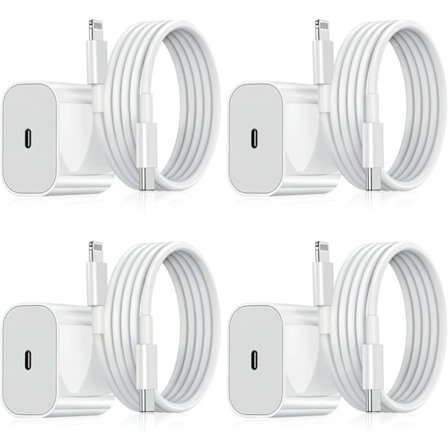4-Pack - iPhone Laturi - Pikalaturi - Adapteri + 2m Kaapeli 20W Lightning Valkoinen 4-Pack iPhone (NT) 4-Pack-XF27-