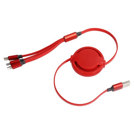 3 i 1 USB-ladekabel Uttrekkbar Hurtiglader for IOS Type C Micro