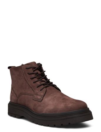 Dunan Lace Up High Støvletter Med Snøring Brun Hush Puppies