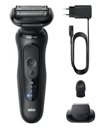 Braun Braun Series 5 elektrisk barbermaskin 52-N1200S Opptil 50 min, + 1 tilbehør, 3 Flex-blader: 3 Flex-blader tilpasser seg komfortabelt ansiktets