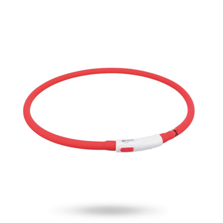 Trixie - Trixie Flash Light Ring USB - Röd - Säkerhetslampor & reflxer till hundar- För stora hundar