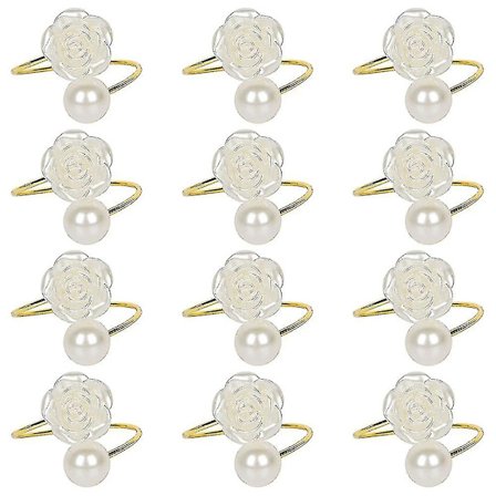 Servietringe Sæt af 12, og Perleformet Servietring Kompatibel med Fester