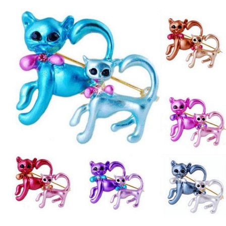 Brosch Kristall mor dotter katter