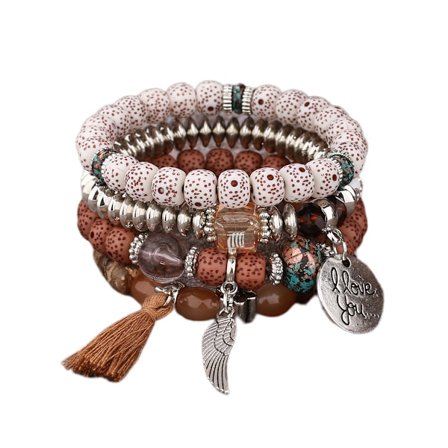 1PCS Bohemian Stackable Bead Bracelets, Multilayered Stretch