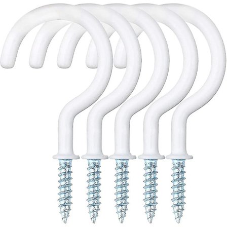 Kopkroge, 30 stk. Skru-i-kroge Hvide Kopholder Plastikbelagt Tunge