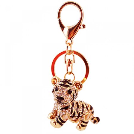 Söta djurnyckelringar för kvinnor Bling Tiger nyckelring för G - on stock