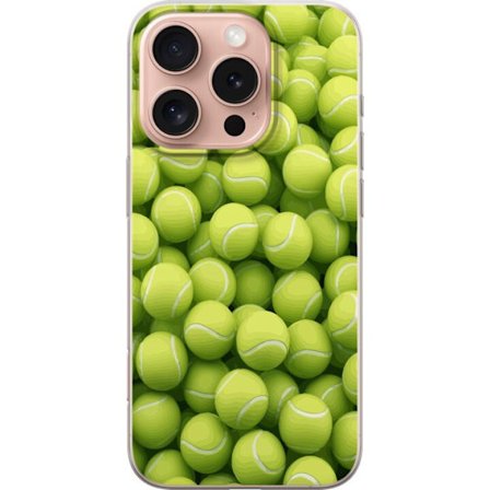 Yhteensopiva Puhelinkuori Apple Apple iPhone 16 Pro Vihreiden tennispallojen kuvio korkealla tarkkuudella, urheilullinen motiivi toistettavalla tekstu