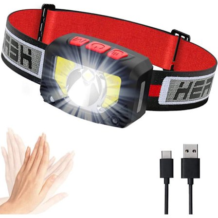 Usb-uppladdningsbar LED-pannlampa, superljus 1000 lumen COB LED 80g pannlampa med rörelsesensor IPX5 vattentät