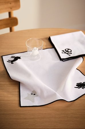 Jotex - Serviett 2-pakke Svart/grå/vit - HALLOWEEN - Kjøp Servietter hos Jotex