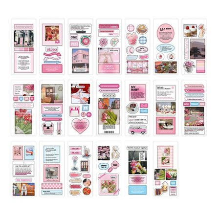 20 ark Scrapbook-klistermärken Scrapbooking Art Journal Dekoration Klistermärken DIY Art Craft Rosa Hjärtfrekvens