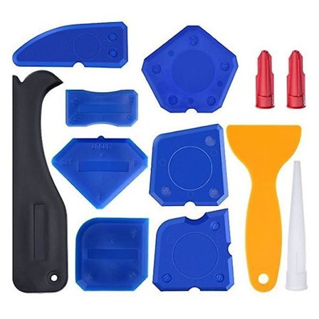 Fogpistol, 12 stycken silikonfogtätningsverktyg, fogspackelverktygssats, foglister utbytbara dynor