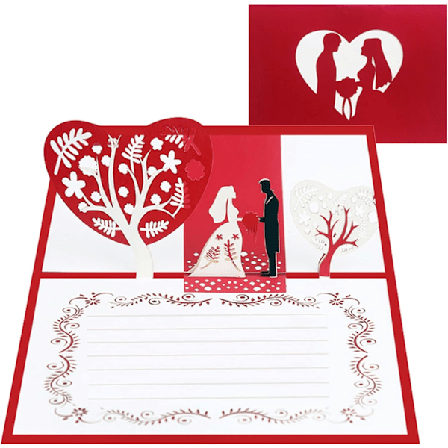 Valentine's Day-kort, bryllupsdagskort, 3D-kort, pop-up-kort