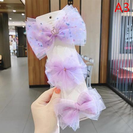 3st/ Set Nytt Flickor E Chiffonggarn Rosett Hårnålar Barn Sött Hår