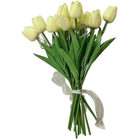 Kunstige latextulipaner med LED-lys, 10 stk, falske tulipaner, for hjem, kontor, bryllup, dekorasjon, hvite tulipaner 2024THO