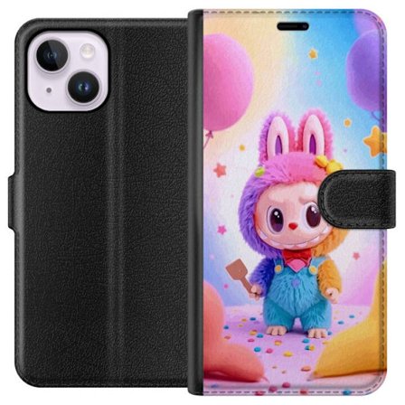 Kompatibelt Lommeboketui til Apple iPhone 15 Plus Vinyl monsterfigur kanin med nøkkelring