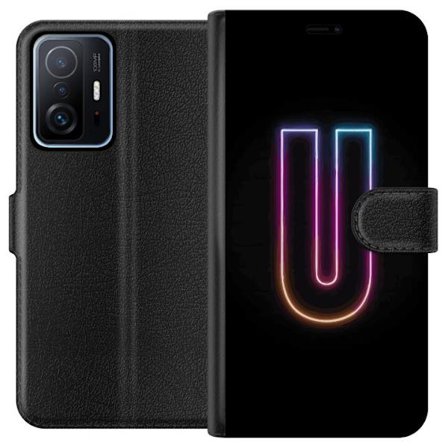 Kompatibel Tegnebogsetui til Xiaomi Xiaomi 11T Minimalistisk neonbogstav U i farverig lyseffekt mod sort baggrund
