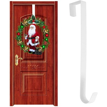 1 stk. Hvit Premium Metallkrans Hengekrok for Juledekorasjon