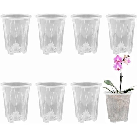 8 STK. Gennemsigtige Orkidepotter, Transparente Plastikplantepotter med Drænhuller, Planteskolepotter, Gennemsigtige Blomsterpotter (FMY)