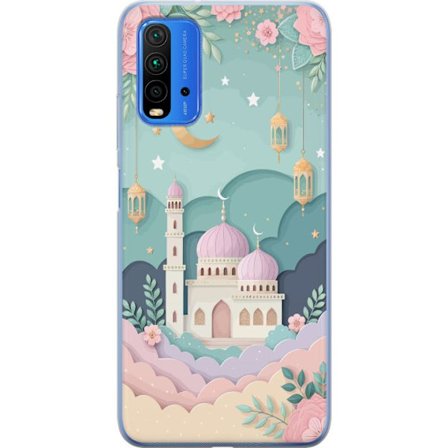 Kompatibel Mobilcover til Xiaomi Redmi Note 9 4G Håndtegnet rejseinspireret mønster med verdenskort, fly, hjerter og vintage eventyrstema