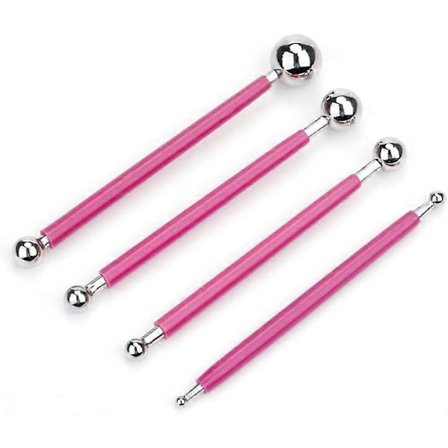 4 kpl Fondant Kakunkoriste Savi Kukka Sokeri Taide Pallo Malli DIY Työkalut 8 Kokoa Ruusunpunainen Ruusunpunainen