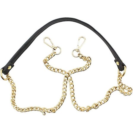 120cm(musta, kulta)laukku Ketju Nahkainen Hihna Ja Säädettävä Vaihdettava Nahkainen Olkahihna Ketju Laukku Vaihtohihnoilla, DIY Olkalaukulle