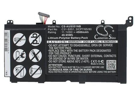 Batteri till Notebook, Bärbar dator för Asus VivoBook S551L, VivoBook S551LA m.fl.