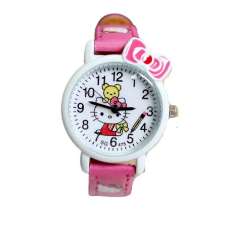 Børns læringstid kvartsur, tegneserie 3D-rem, læsetid studietid Todder-ur, børnehave læringstid ure(rose rød)