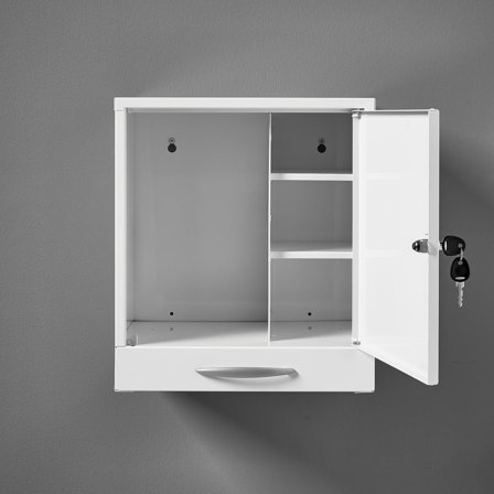 Medizinschrank CURE, 1 Tür, mit Auszugsschublade, Schlüsselschloss, 455 x 400 x 300 mm