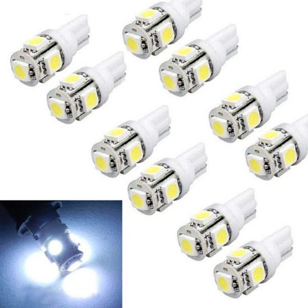 T10 W5W LED-lampa, 194 168 2825 LED-lampor för bilens läslampor, registreringsskyltlampor, kupollampor, sidoljus, DC 12V (vit/ 10-pack)