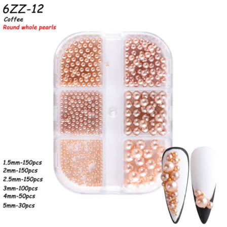 Kynsikoristeet Nail Art Puoliympyrä Täysympyrä Värikäs helmi Aurora 6-grid Pearl ZZ12 12g