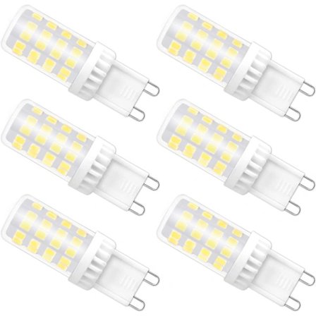 G9 LED-lampa dimbar, 4W motsvarande 40W halogenlampa, kallvit 6000K, 480LM, G9 LED-lampa 220V, 360° bred spridningsvinkel, 51 * 2835 SMD, 6-pack