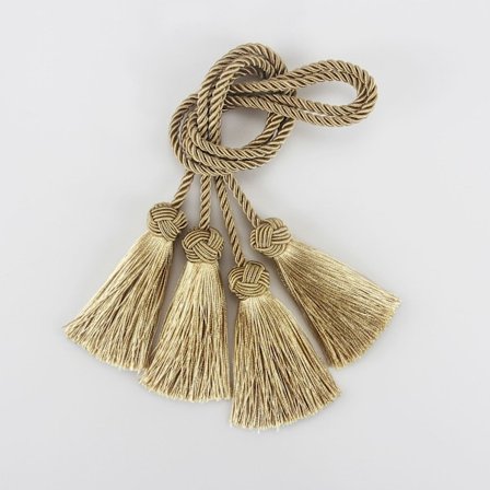 2-pak Guld, Elegante Gardinbindinger Reb Dekorativ Gardinbinding til Gardiner Håndvævede Vinduesbehandlingsholdere med Kvast,