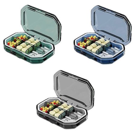 6 Fack Bärbar Medicinlåda Stor Kapacitet Förseglad Transparent Fuktbeständig Piller Liten Smyckeskrin