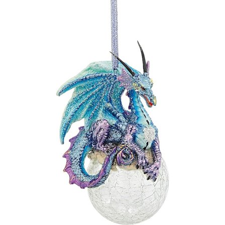 #QS292913 Pynt - Frost the Dragon Gotisk Julepynt - Snefnug Dragen Bold Pynt#