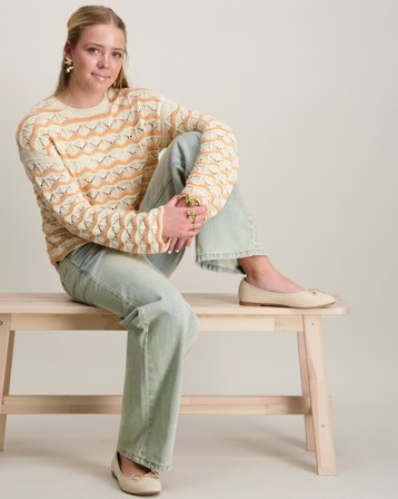 Kids ONLY KOGDONNA LS O-NECK STRIPE STRUCTURE KNT Vit Tröjor Tjej - Kids Brand Store