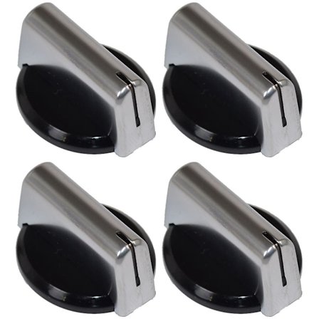 Baumatic Kompatibel Ersättning Svart Silver Ugn Spis Häll Kontrollvred Paket med 4