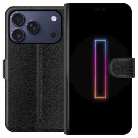 Kompatibel Tegnebogsetui til Apple Apple iPhone 17 Pro Minimalistisk neonbogstav I i regnbuefarver mod mørk baggrund