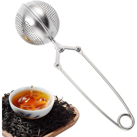 ING Tesil i rustfritt stål med håndtak, finmasket tefilter for løs te, urter, krydder, frukt og desserter – ideell for daglig kjøkkenbruk