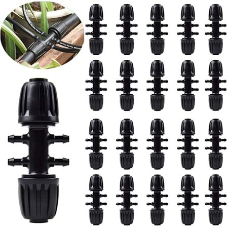20PCS trädgård bevattningsslang koppling, droppbevattning tagg T-kopplingar