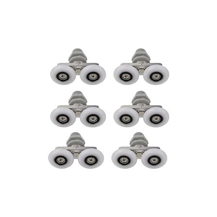 25 mm brusekabinerulle, 4 stk. skydedørsruller til brusekabine, til 10-14 mm glashul, brusekabinehjul