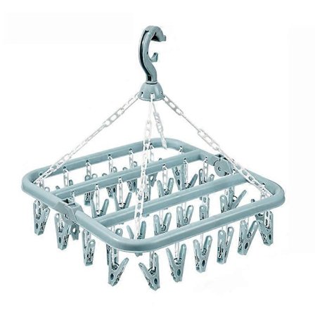 Hængende tørrestativ med 32 klemmer, roterende tørrekarusel, blå