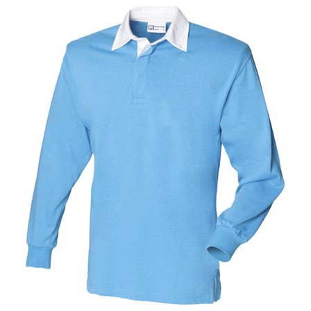Front Row Long Sleeve Classic Rugby Polo Shirt S Surf Blue/White