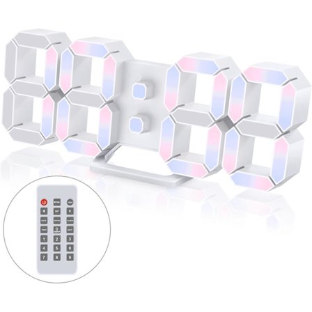 3D LED Digital Vægur Stor Lysende Alarmur Lydløs Sn