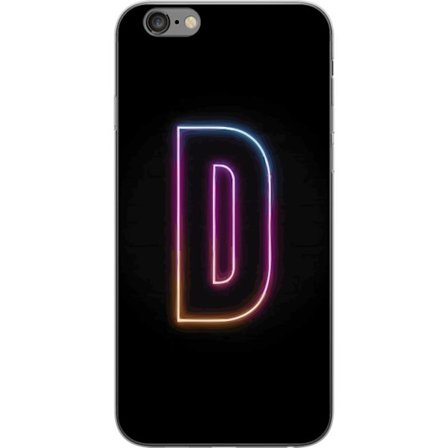 Yhteensopiva Puhelinkuori Apple Apple iPhone 6 Plus Minimalistinen neonkirjain D väriä vaihtavassa valossa mustaa taustaa vasten modernissa digitaal