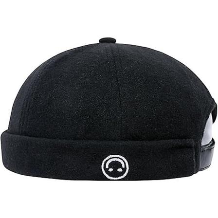 Luerløse Huer Beanie Skullcap Arbeider Sailor Cap Retro Rullede Mansjetter Skull Caps Med Justerbar Svart