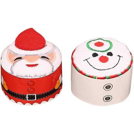 WJTG 2 stk. Jule Bomuldshåndklæder Kreative Foldede Vaskeklude Festlige Gaver til Piger Børn (Julemand og Snemand)J