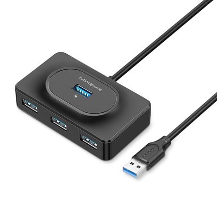 4-Port USB 3.0 Hub - Höghastighetsdataöverföring och Expanderad Anslutning för Datorer och Bärbara Datorer