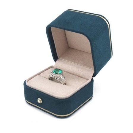 Sammet Smyckeskrin Ring Förvaringslåda BLÅ