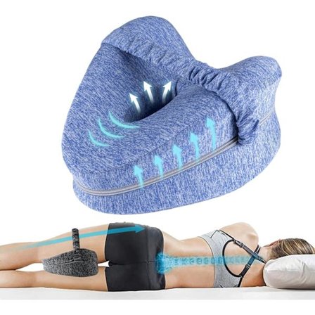 Knæpude i Memory Foam til Sidesøvn – Ergonomisk Ortopædisk Benpude med Rem & Aftageligt Betræk, Perfekt Valentinsdagsgave